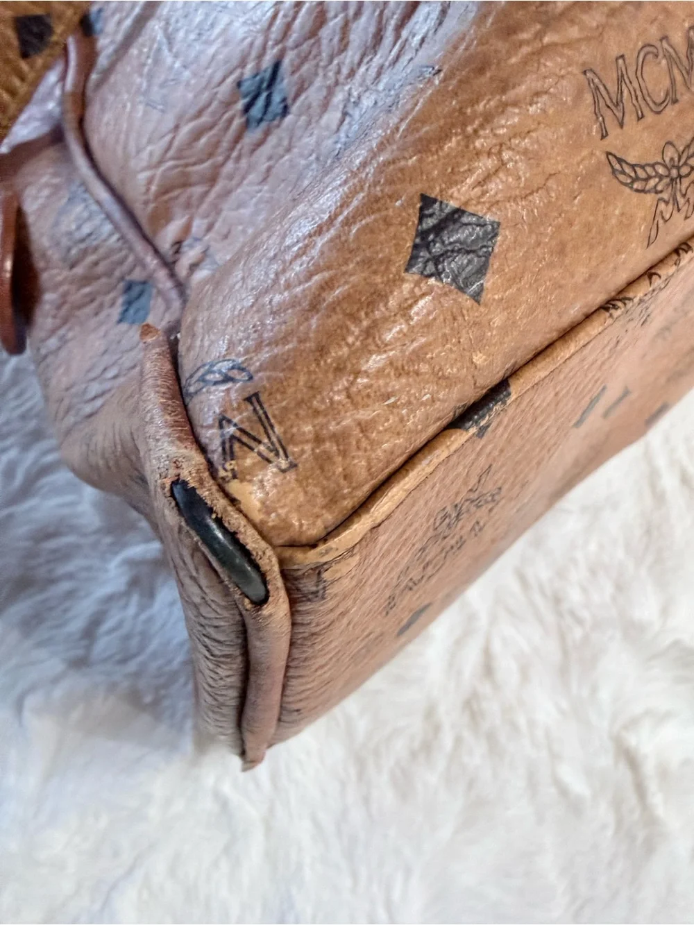 MCM Cognac Visetos Dome Shoulder Bag